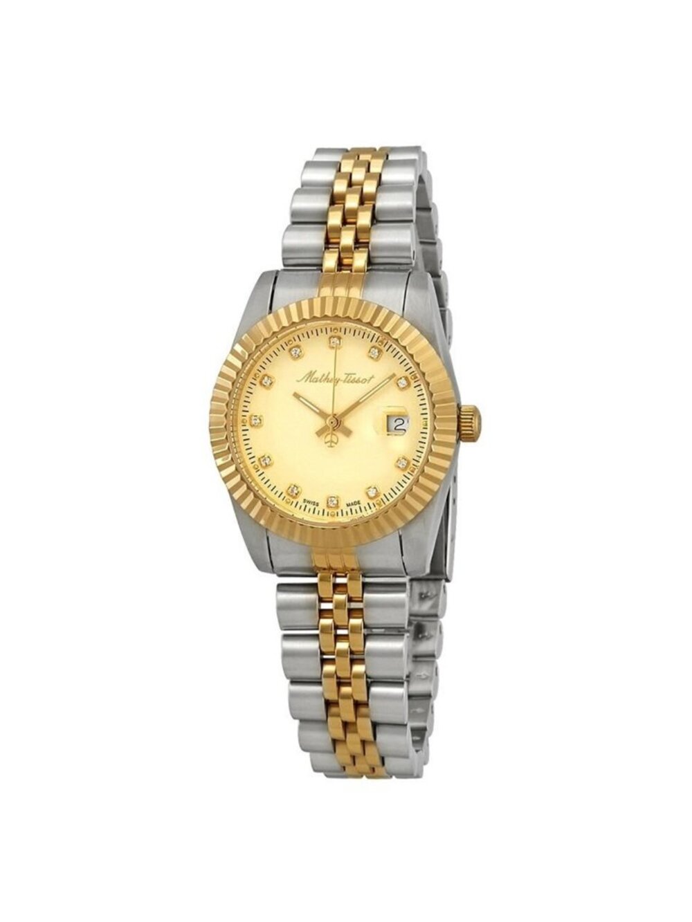 NWT Mathey-Tissot Mathey III Quartz Crystal Gold Dial Ladies Watch